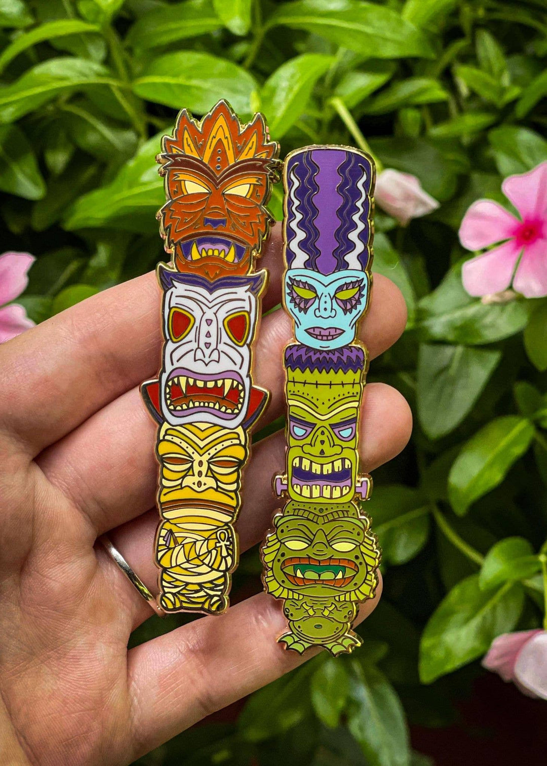 Classic Monsters Tiki Totems – Enamel Pins