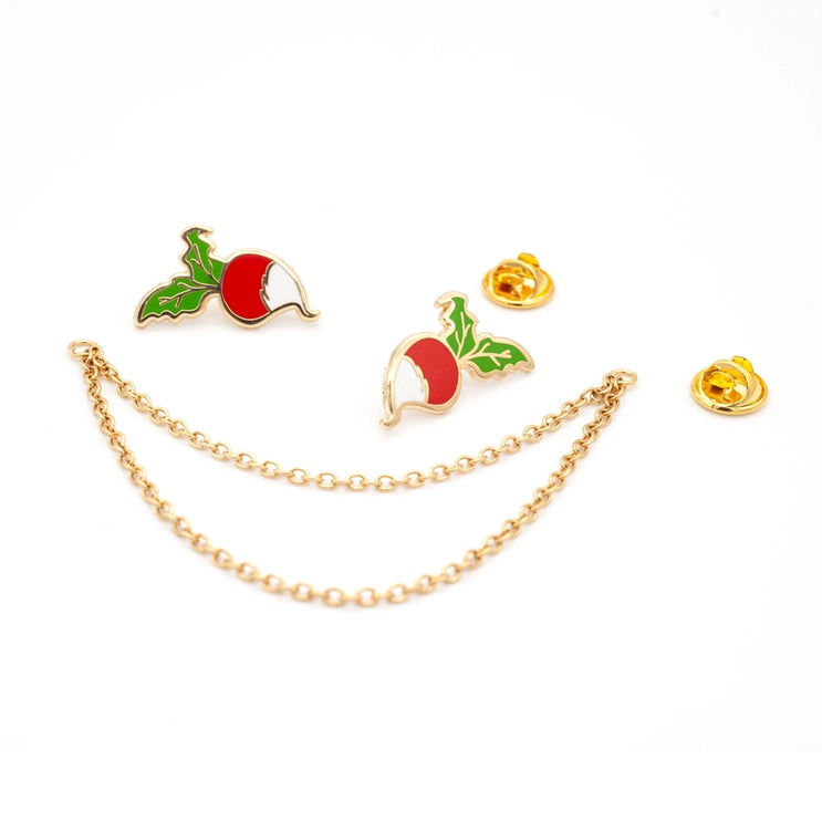 Radish Enamel Pin Set with Removable Chain